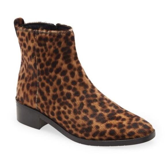 Aquatalia Carisa Genuine Calf Hair Bootie Spotted Leopard Boots Brown